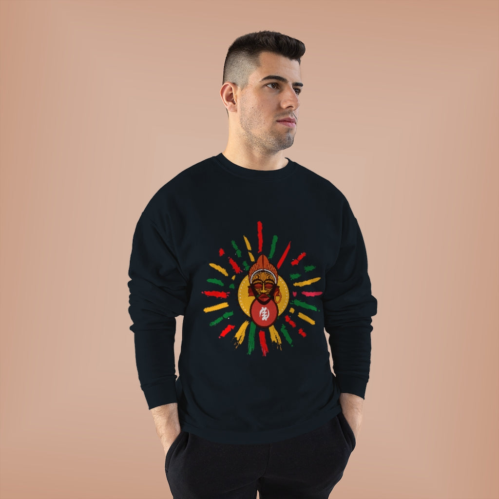 Sunny Tribal African Mask Unisex EcoSmart® Crewneck Sweatshirt