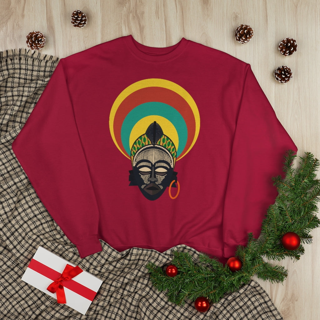 Tribal African Mask Unisex EcoSmart® Crewneck Sweatshirt