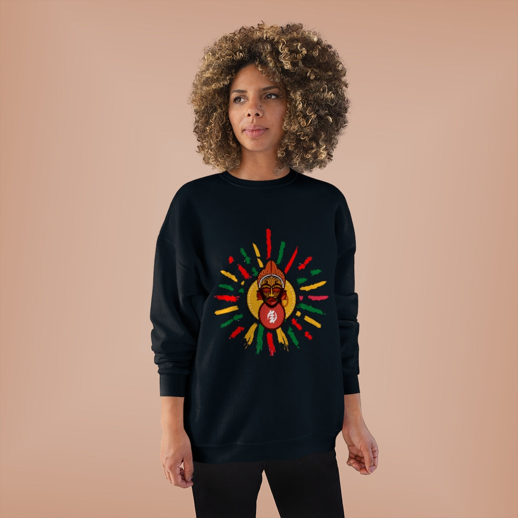 Sunny Tribal African Mask Unisex EcoSmart® Crewneck Sweatshirt