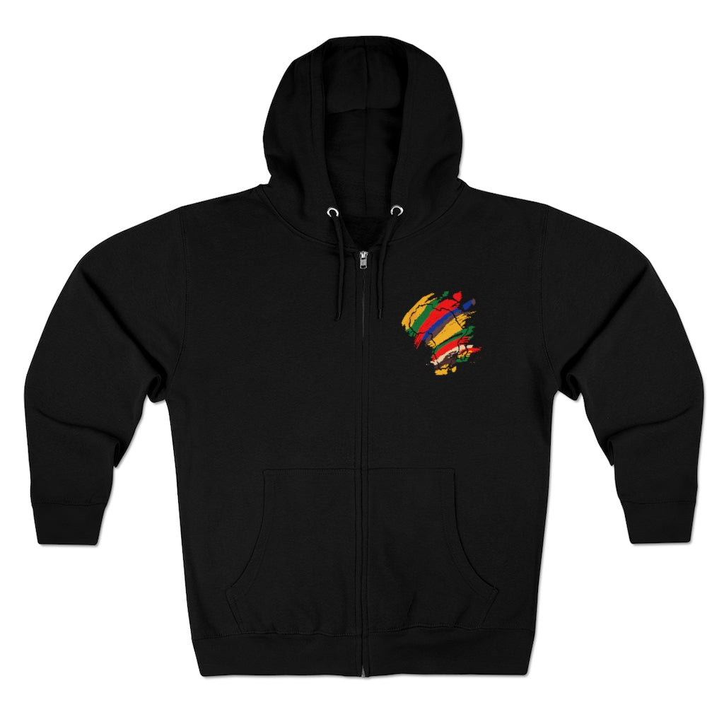 Tribal Color African Unisex Premium Full Zip Hoodie