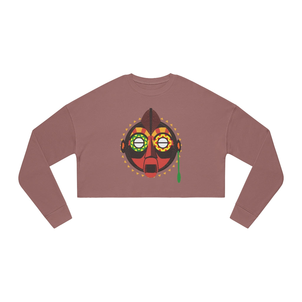 Tribal African Mask Cropped Sweatshirt