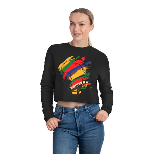 Tribal Color African Cropped Sweatshirt