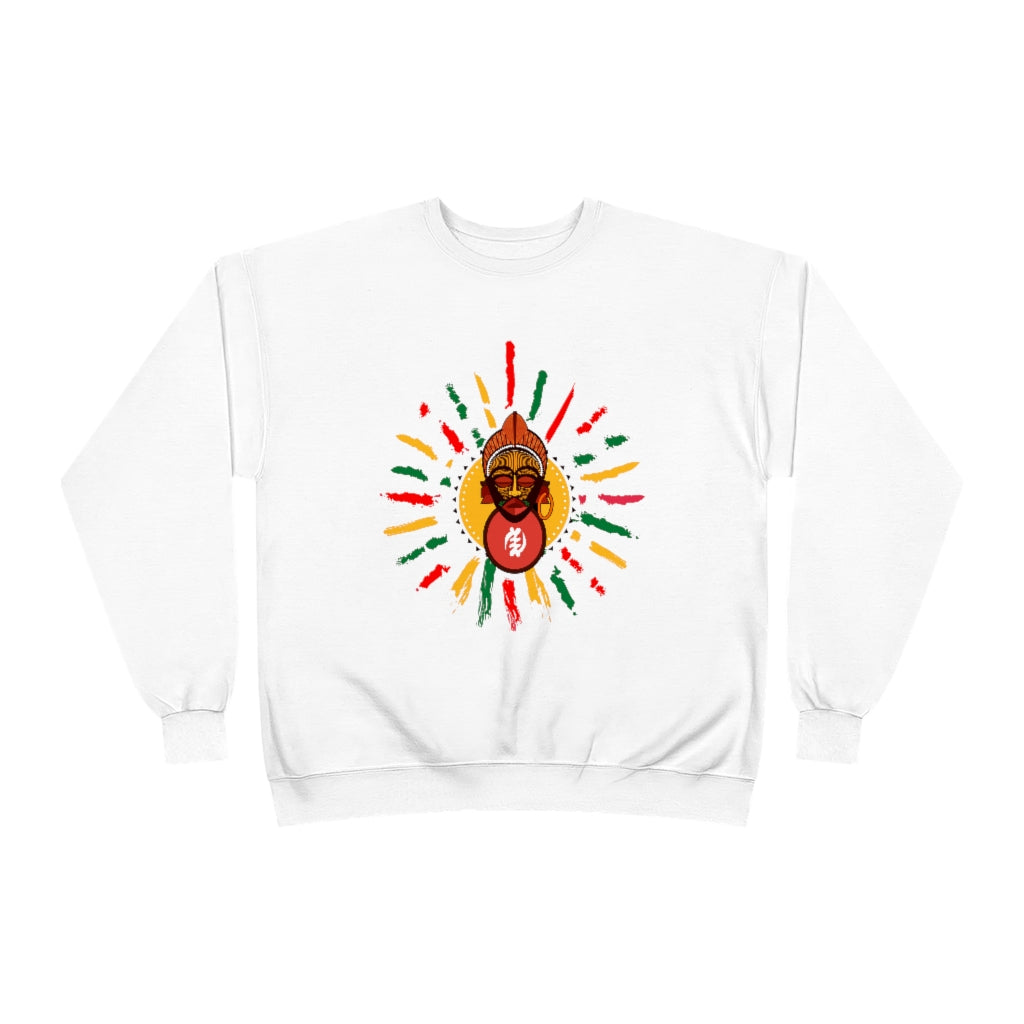 Sunny Tribal African Mask Unisex EcoSmart® Crewneck Sweatshirt