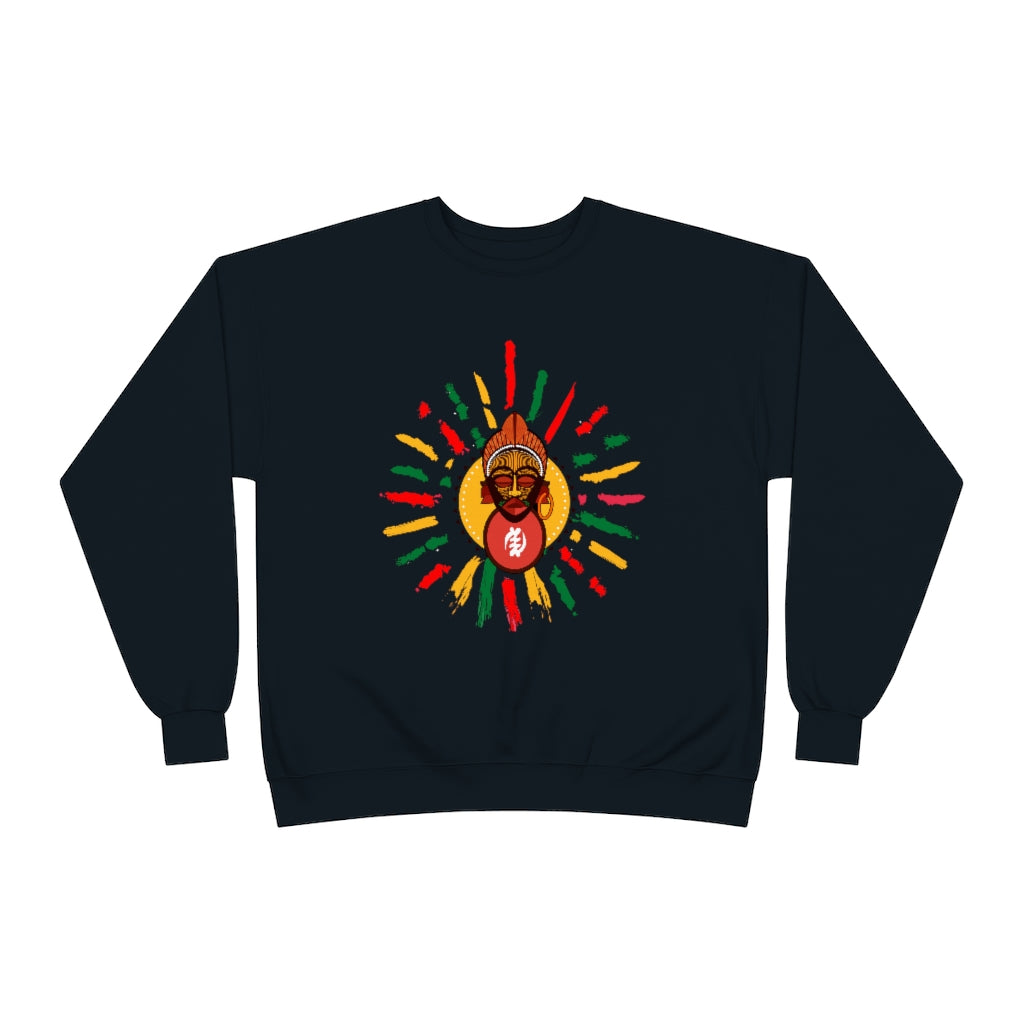 Sunny Tribal African Mask Unisex EcoSmart® Crewneck Sweatshirt