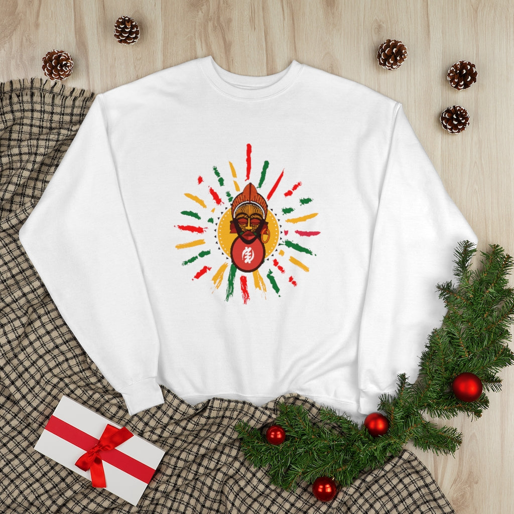 Sunny Tribal African Mask Unisex EcoSmart® Crewneck Sweatshirt