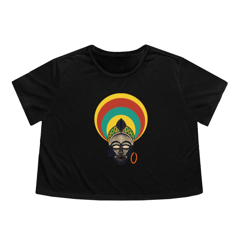 Tribal African Mask Women's Flowy Cropped Tee