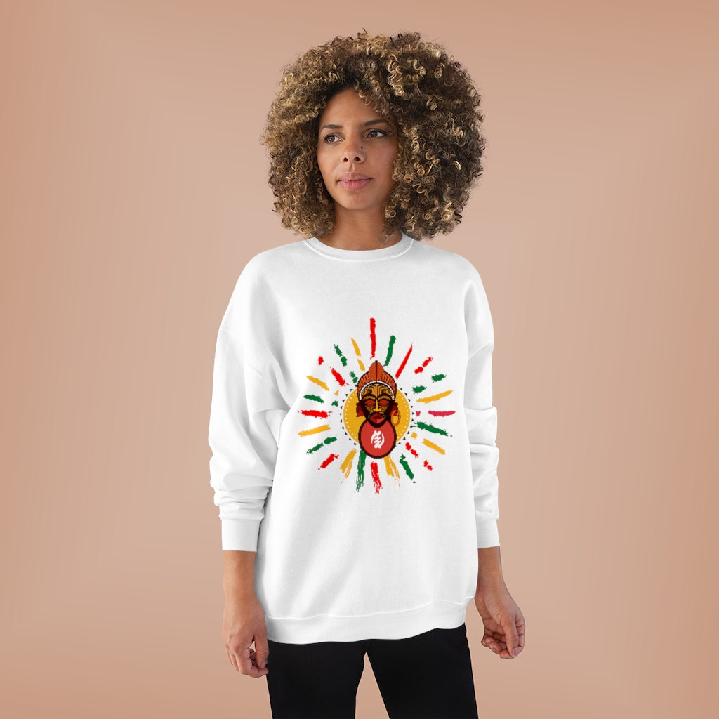 Sunny Tribal African Mask Unisex EcoSmart® Crewneck Sweatshirt