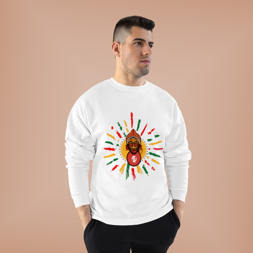 Sunny Tribal African Mask Unisex EcoSmart® Crewneck Sweatshirt