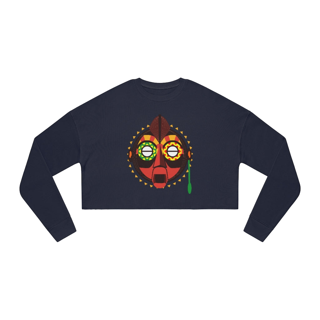 Tribal African Mask Cropped Sweatshirt