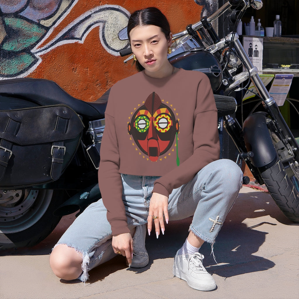 Tribal African Mask Cropped Sweatshirt