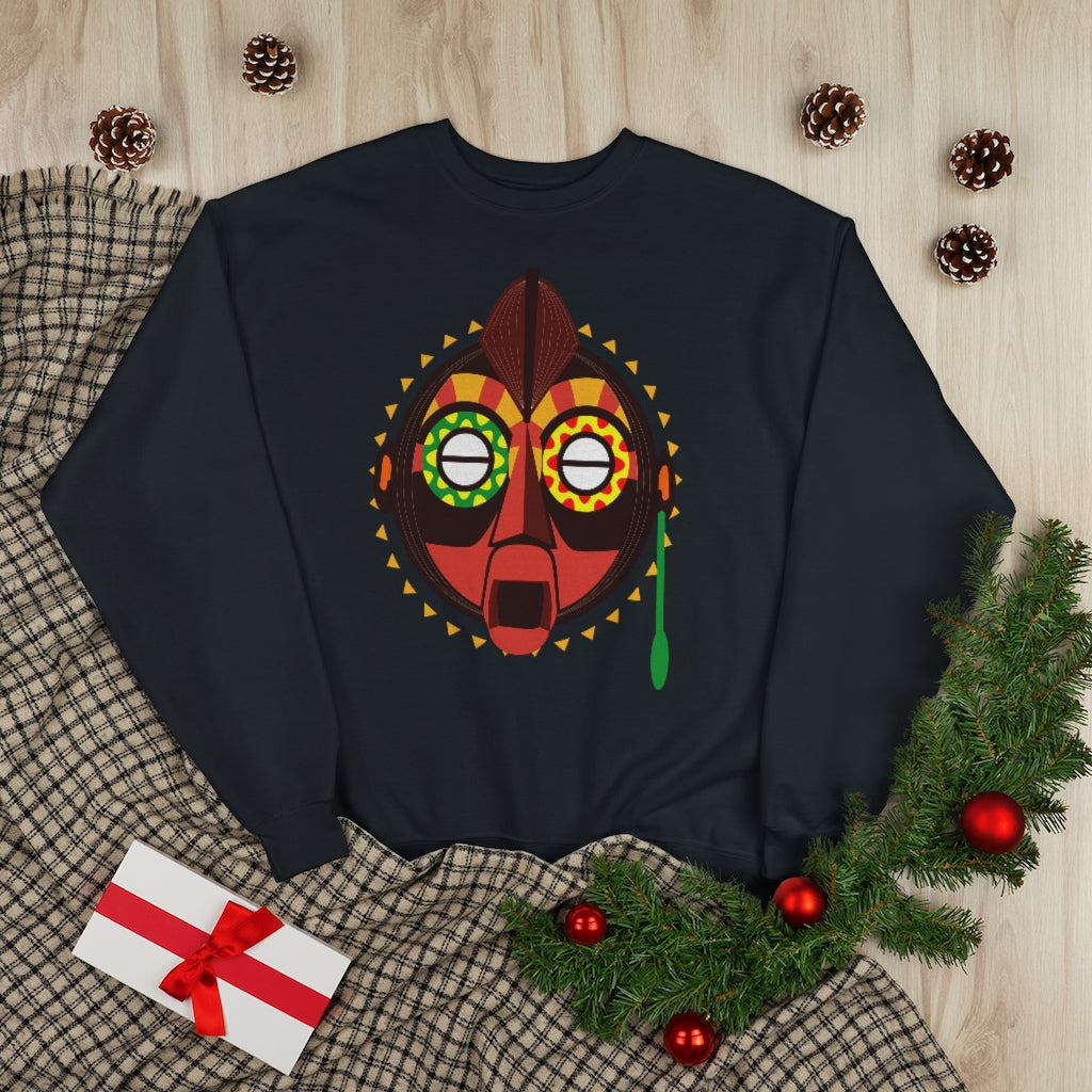 Tribal African Mask Unisex EcoSmart® Crewneck Sweatshirt